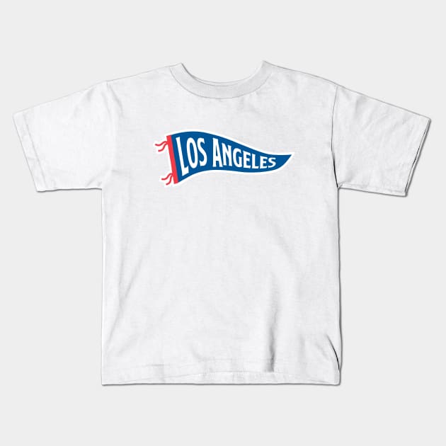 Los Angeles Pennant - White Kids T-Shirt by KFig21